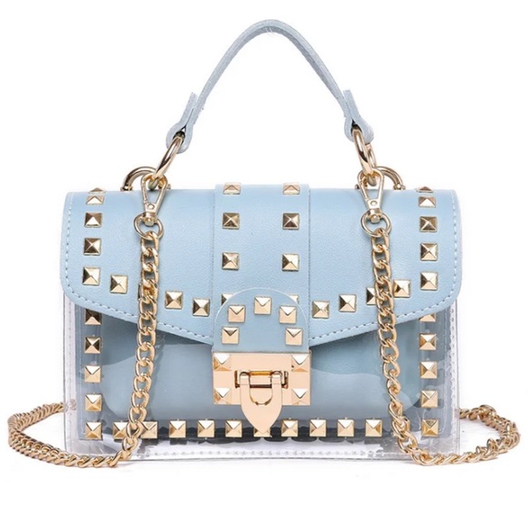 ALMOST GONE🔥 BLUE Luxury Rivet Decoration Jelly Candy Handbags Crossbody - Picture 3 of 11